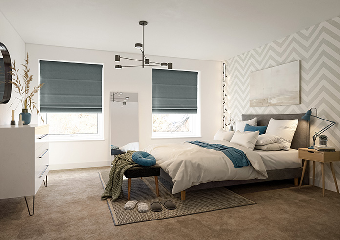 Classic Herringbone (Blackout), Grey - Twist&Fit Roman Blind - Image 6